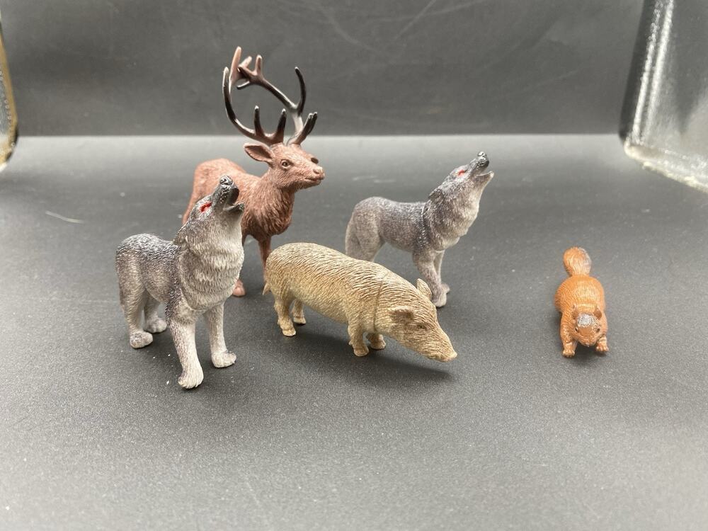 Vintage Mixed Lot Hard Plastic S.H Toys Woodland Animals 5 Lot